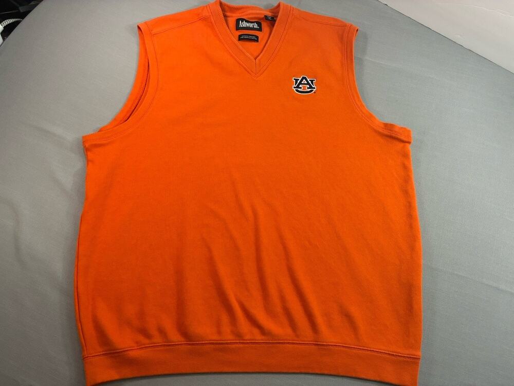 Auburn University Sweater Vest Men’s Large Ashworth Peruvian Cotton Golf